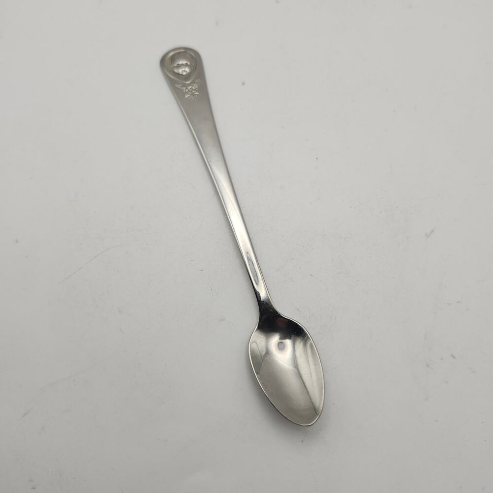 Vintage Gerber Oneida Infant Feeding Spoon Baby Face Stainless Floral 1978 5 5/8